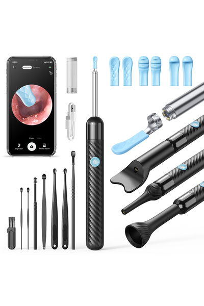 Choice Black Wireless Ear Wax Removal With Camera Rechargeable Ear Cleaner 8 ...