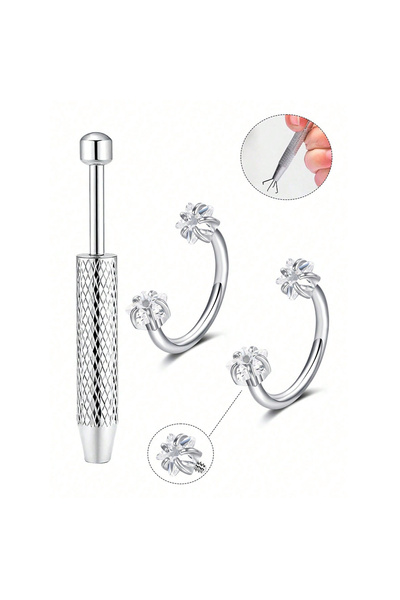 choice2 C-shaped and spiral Face 18G 1.0x8mm Nose Rings & Studs 3 18G 2pcs Ho...