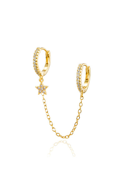 Choice E1290 Gold Vintage Stainless Steel Crystal Star Chain Hoop Earrings Fo...