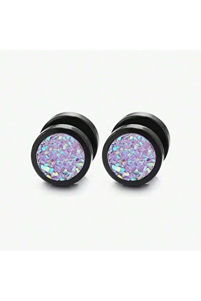 Choice style E 1pair Fashionable Dumbbell Mineral Stone Stainless Steel Stud ...