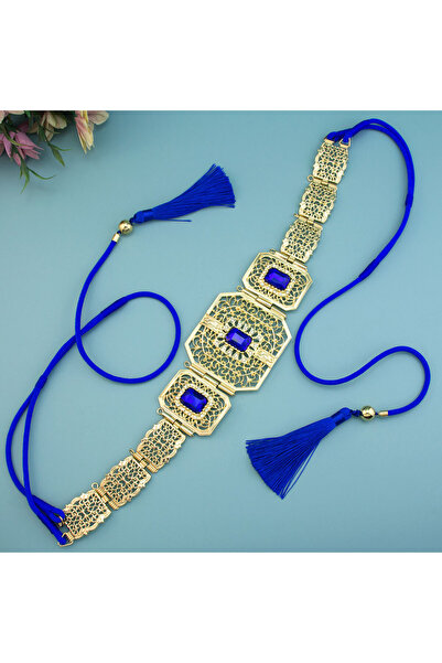 Choice nvsbt11011blue Sunspicems Gold Color Morocco Caftan Belt Hand Rope Cha...
