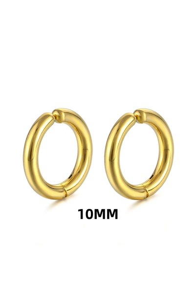 Choice AED04-g-10mm 1 Pair Non-Piercing Fake Hoop Earrings For Women Men Clas...