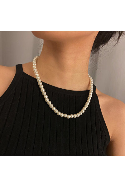 Choice Choker Gothic Imitation Pearl Tassel Chain Necklace for Women Bridal W...