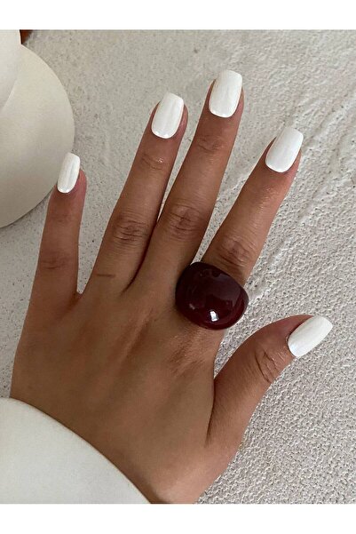 Choice Brown Salircon Korean Simple Acrylic Rings Vintage Round Ring for Wome...