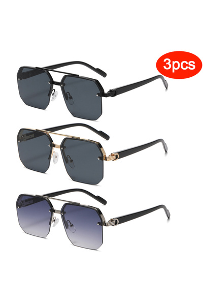Choice 3pcs z01 Oversize Retro Double Bridges Polygon Square Metal Men Sungla...
