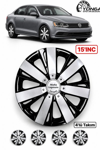YONGA OTO AKSESUAR VOLKSWAGEN JETTA Uyumlu 15 İnç Jant Kapağı 4'lü Set Siyah ...