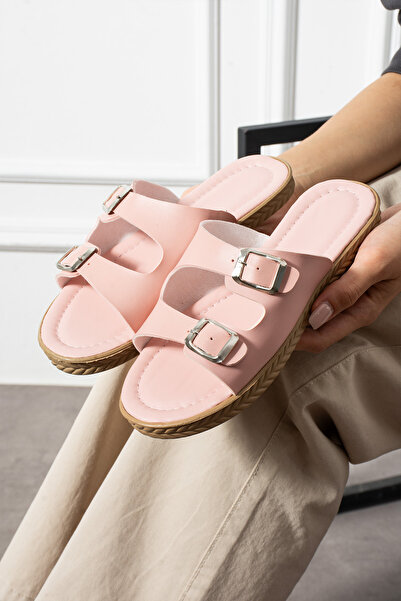 MCASERING Summer Slippers - Double Buckle Double Tape Detailed Summer Slipper...
