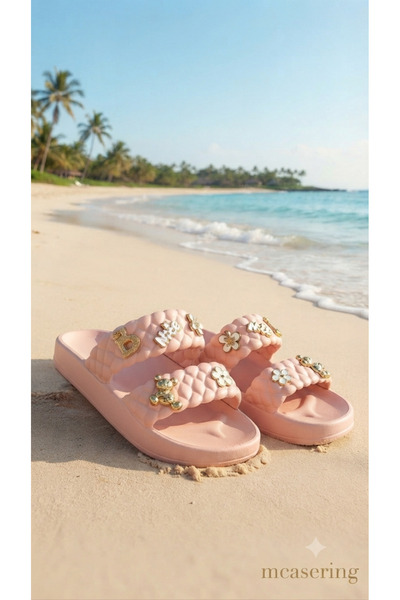 MCASERING Beach Pool Women's New Season Pastel Colored Slippers with Daily St...