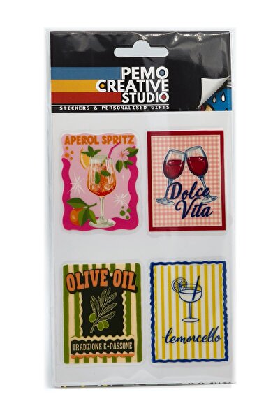 PEMO Creative Studio Yemek Sticker Seti 4 Parça Tezgah Üstü UV DTF Kabartmalı...
