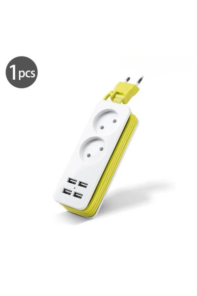 Choice 1PCS 2Outlets green 4.0mm/4.8mm EU/KR Plug Power Strip with 4 USB Port...