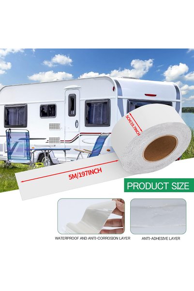 Choice 5M Width 5cm RV Sealant Tape White Waterproof Seal Tape - Weatherproof...