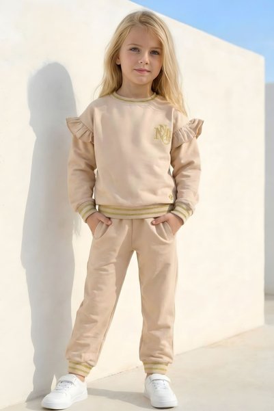 Zeyland Kız Çocuk Kolları Fırfırlı Sweatshirt - Bej