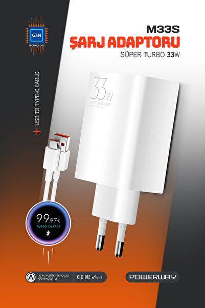 POWERWAY M33s Set Süper Turbo 33W Hızlı Şarj Adaptörü Gan Teknoloji Usb Şarj ...