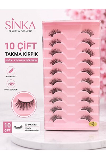 SİNKA 10 Çift Takma Kirpik Gerçek Doğal Görünüm Kirpik Seti S-02