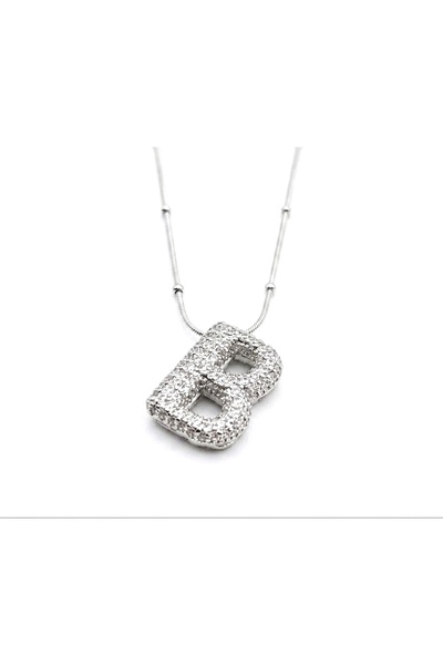 Siya Silver Non-Tarnish Steel Zircon Stone Balloon Necklace-Silver Color