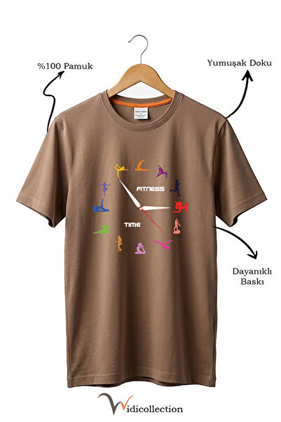WİDİ Fitness Time Sports and Yoga Figured Colorful Design 100% Cotton Regular...