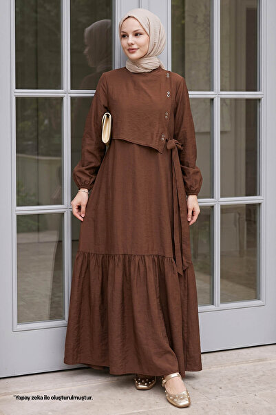 InStyle Bird's Eye Detailed Bitter Brown Dress