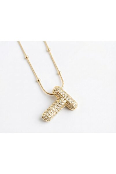 Siya Silver Gold Color Zircon Stone Letter Balloon Necklace