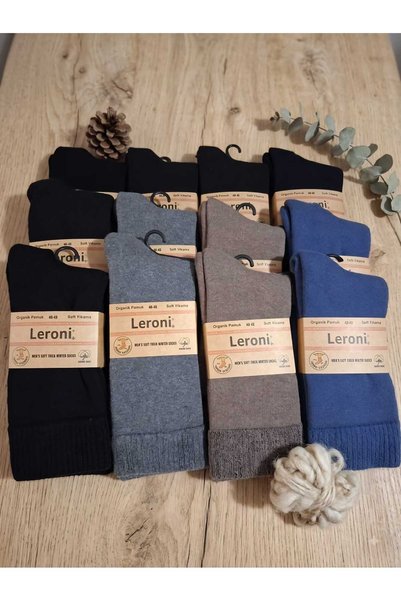 Leroni ORGANİK PAMUK ERKEK KIŞLIK ÇORAP; DİKİŞSİZ/ SOFT YIKAMALI; ASORTİ 12'L...