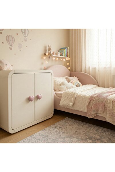 SÖZER ORMAN ÜRÜNLERİ 5 Pcs 100% Porcelain Heart Pink Handle Cabinet Drawer Ha...