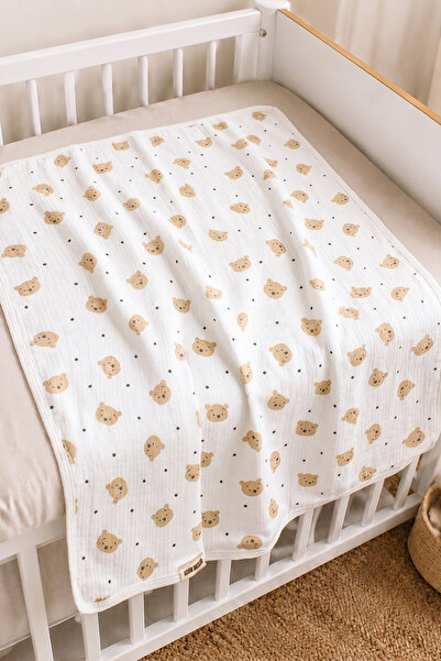 Rocha Baby Teddy Bear Patterned Cotton Baby Blanket Soft Breathable Four Seasons