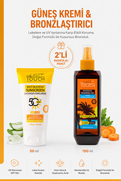 LAST TOUCH 2'li Paket Spf 50 Leke Karşıtı Yüksek Korumalı Güneş Kremi 50 ml &...