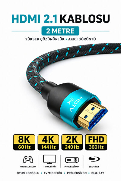 CONOCER Ultra Yüksek Hızlı 8k Hdmi 2.1 Örgü Kablo, 4k 144hz Hdmi Örgü Kablosu...