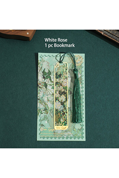 Choice White Rose 1 PC Retro Floral Painting Metal Bookmark Hollow Bronzing B...