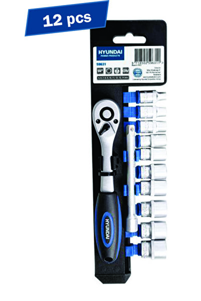 Hyundai Set de 12 piese - chei cu clichet de 1/4 inch cu capete tubulare, HY-...