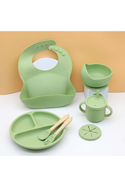 Choice Oliver 7pcs Baby Silicone Tableware Set, Bib, Dining Plate, Bowl with ...