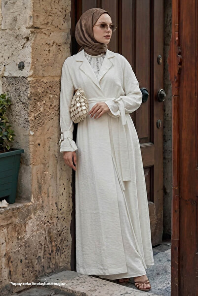 InStyle White Set with Stone Detail Linen Dress