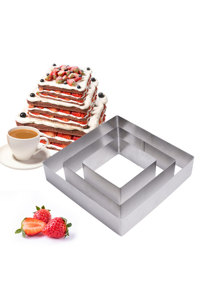 Choice 3-piece square set 3-Piece Set 4'6'8' of Stainless Steel Circular Cake...