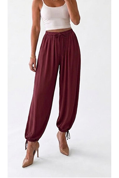 ACELYA Trousers with Waist and Leg Drawstrings Sandy Fabric Shalwar with a Hi...