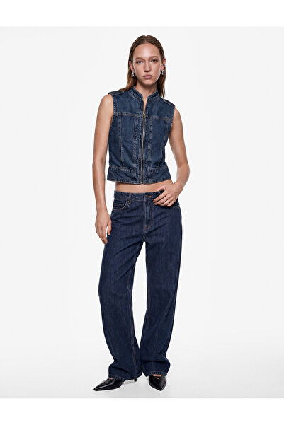 Koton Buttoned Regular Waist Straight Leg Denim Trousers with Pockets - Strai...