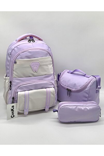 Çınka Bags Luxury Waterproof Fabric Thermal Lunch and Pen Holder Backpack Sch...