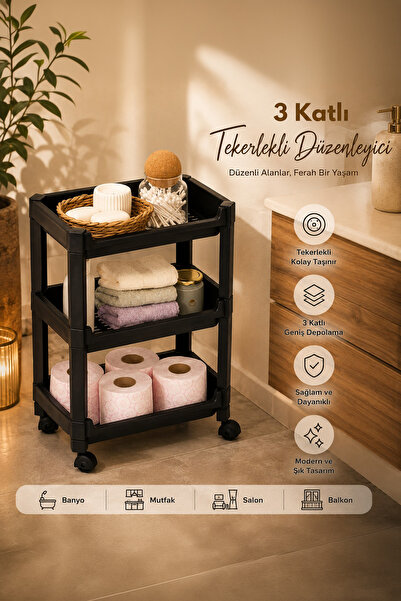 Porsima Rafty-73 Wheeled 3-Tier Organizer - Bathroom Kitchen Organizer Shelf ...