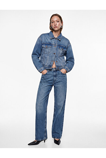 Koton Jachetă din denim cu nasturi, cu guler clasic, mâneci lungi, detaliu bu...
