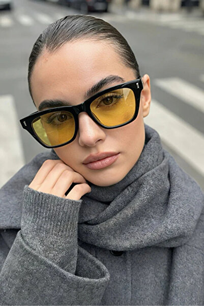 Chunky Frame Night Women's Black Orange Luxury Cat Sunglasses