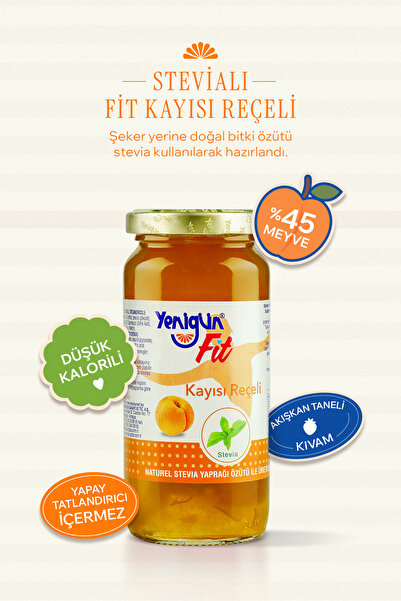 Yenigün STEVİALI FİT Kayısı Reçeli %45 Meyve - 280 gr