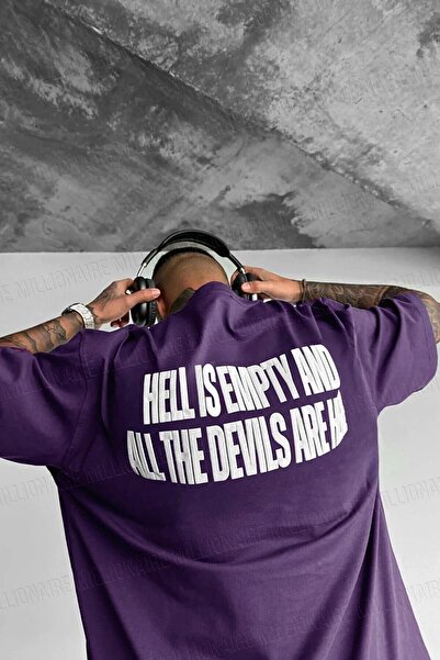 Teenage Millionaire Hell & Devil Kabaran Print Purple Crew Neck Oversize Sala...