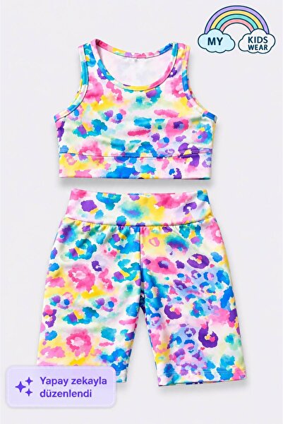 My Kids Wear Girl's Multi-Purpose Tie-Dye Patterned Swimsuit & Sports Set 12428