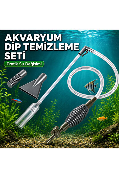 MDSTECH Akvaryum Su Değiştirici Güçlü Vakumlu Manuel Sifon Pompası Kum Temizl...
