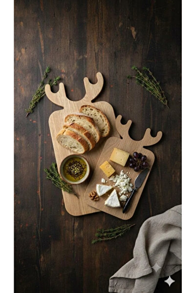selinaksesuar Modern Design 2 Pieces Deer Model Wooden Cutting, Chopping and ...