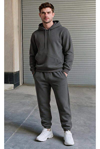 STRAVON Men's 3 Thread Count Hooded Tracksuit Set with Side Pockets (Soft Woo...