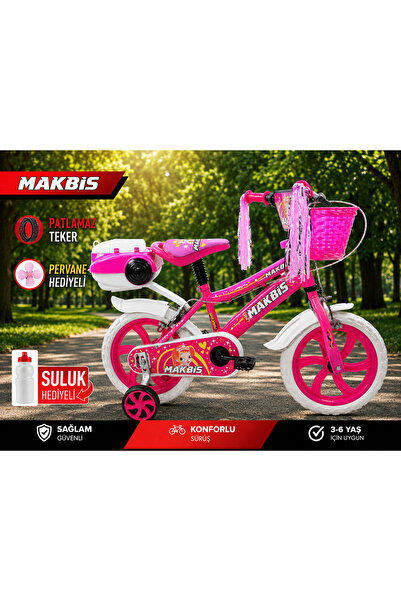 Makbis 15 Jant Pembe Çocuk Bisikleti 3-6 Yaş 2026 Yerli Üretim Suluk+püskül