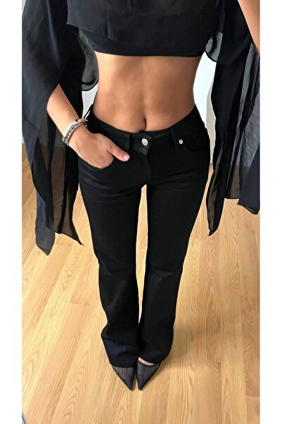 Messy Girls Okula Uygun Kadın Flare Kot Pantolon İspanyol Paça Ara Bel Flare ...