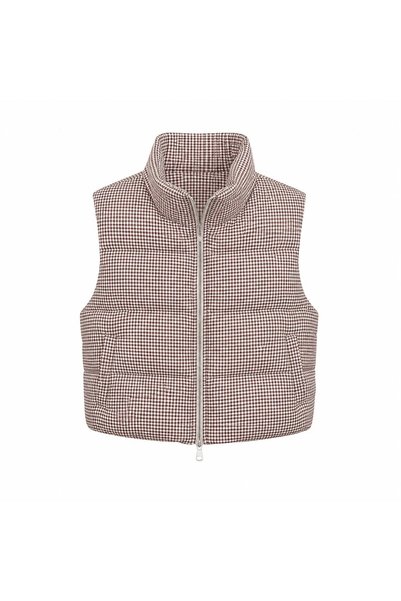 VERYMODA Vestă gonflabilă din fibre Pitikare Pattern - Maro |   Vmf1741 - Cafea