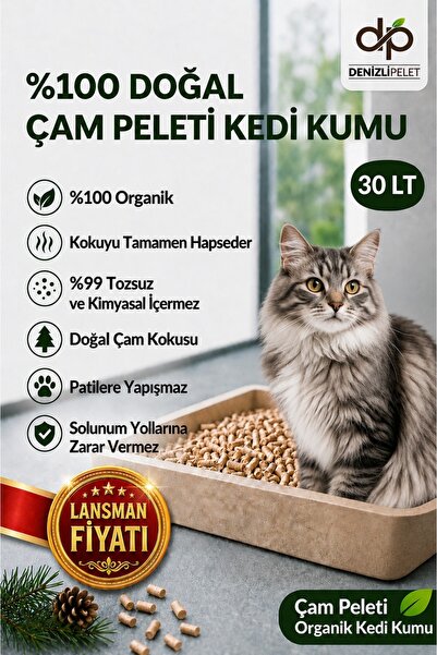 %100 DOĞAL ÇAM PELETİ KEDİ KUMU & YAKIT 30 LT 15 KG | 6 mm İnce Taneli