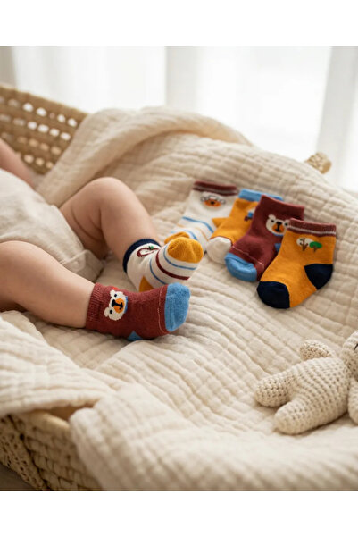 Defne Baby 6 Çift Yenidoğan Unisex Pamuklu bebek Patik çorabı