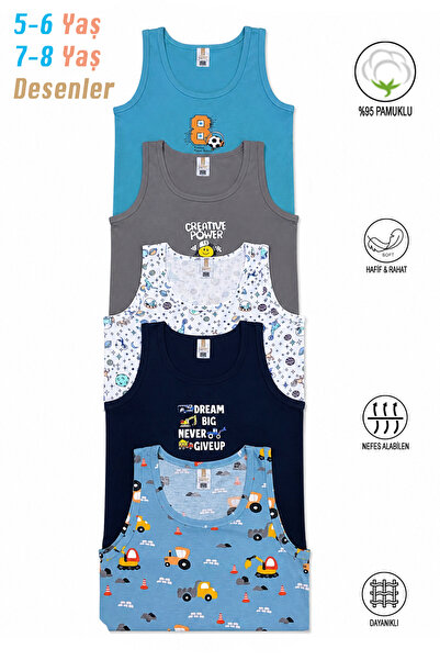 ÖZKAN underwear Özkan 31800 5'li Paket Erkek Çocuk Karışık Renkli Desenli Pam...